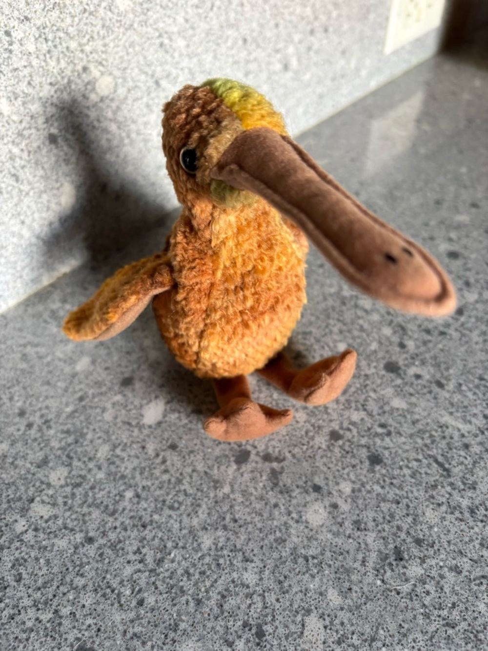 Ty Beanie Babies 'Beak' Plush Kiwi in Orange and Brown Tones